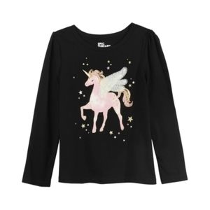 Epic Threads 2T Black Winged Unicorn Tee for Girls